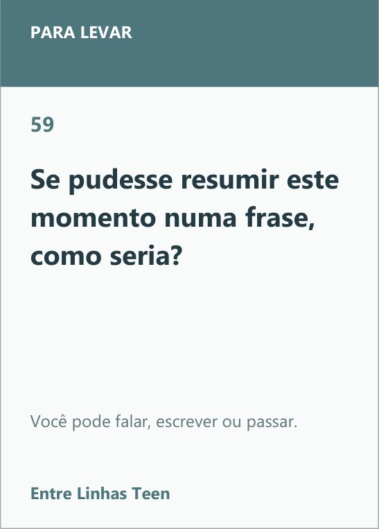 Carta 59 do Entre Linhas Teen